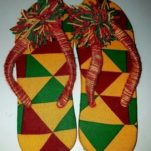 African print kente slippers